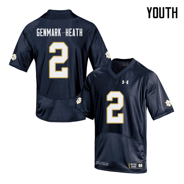 Youth #2 Jordan Genmark-Heath Notre Dame Fighting Irish College Football Jerseys Sale-Navy